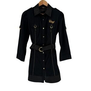 Coogi Vintage Black Military Shirtdress Gold Hardware Gold Embroidered Medium‎